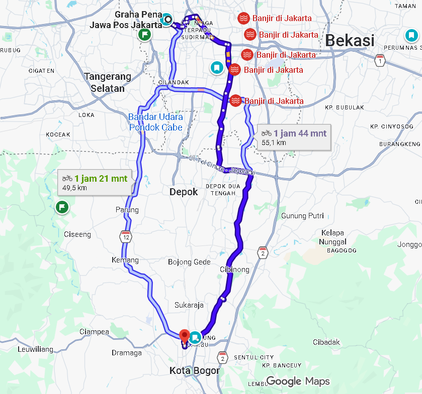 Jalur jalan raya Bogor